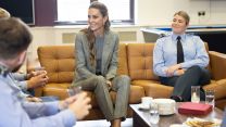 Princess of Wales has tea and biscuits with RAF Coningsby's welfare team at the Lounge in the base (Picture: PA)