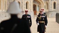 First Sea Lord and Commandant General Royal Marines, General Sir Gwyn Jenkins, heads to the quadrangle, the ceremonial courtyard at Windsor Castle (Picture: MOD)