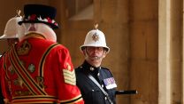 Yeoman Warders are on duty not just at the Tower of London, but at Windsor Castle too - as witnessed by this senior NCO, pace stick at the ready (Picture: MOD)