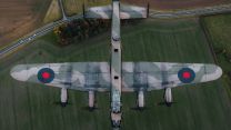 Another image from Sergeant Matty features this top-down view of the Battle of Britain Memorial Flight's Avro Lancaster, showing the exhaust stains over the upper wing from the four Merlin engines