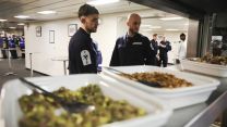 HMS Queen Elizabeth is trialling Generational change to feeding (GenChange) and all-day grazing pic MOD