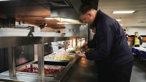 HMS Queen Elizabeth is trialling Generational change to feeding (GenChange) and all-day grazing pic MOD