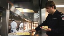 HMS Queen Elizabeth is trialling Generational change to feeding (GenChange) and all-day grazing pic MOD