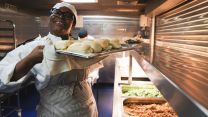 HMS Queen Elizabeth is trialling Generational change to feeding (GenChange) and all-day grazing pic MOD