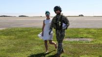 Smiles all round for Royal Navy personnel home after four months of air defence mission of Cyprus (Picture: MOD)