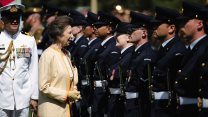 Princess Anne speaks with a member of Australia's Federation Guard during her formal welcome to Government House in Sydney (Picture: Australian Defence Force)