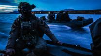 A Royal Marine takes part in a night raid during the exercise in northern Norway (Picture: MOD) A Royal Marine takes part in a night raid during the exercise in northern Norway