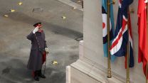 King Charles salutes after laying wreath 