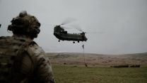 Ex Hyperion Storm culminated with 42 Commando conducting fast-roping from a RAF Chinook 