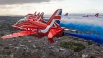Red Arrows flying high over Edinburgh (Picture: Red Arrows X)  Red Arrows flying high over Edinburgh