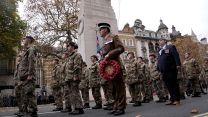 Members of the UK Armed Forces during the Western Front Association's Armistice Day ceremony at the Cenotaph in Whitehall, central London