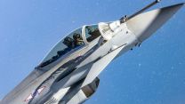  A Typhoon from 1 (Fighter) Squadron carries out air-to-air refuelling from a Voyager tanker en route to Exercise Red Flag at Nellis Air Force Base in Nevada