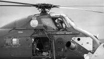 The then Prince in the cockpit of a Wessex helicopter at RNAS Yeovilton in 1974 (Picture: PA Images)