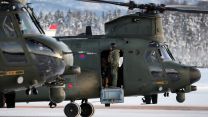  RAF Chinooks from 18 Squadron arrive at Royal Norwegian Air Force Base Bardusfoss to work alongside the Commando Helicopter Force on Operation Clockwork
