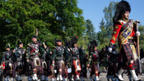 Members of Balaklava Company, 5th Battalion, The Royal Regiment of Scotland marching in Balmoral
