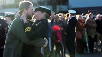 19082026 A husband embraces his wife after her return from an eight month deployment on HMS Prince of Wales in Portsmouth Nov 2025 pic MOD
