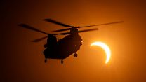 19082026 aA CH-47 Chinook at Royal Air Force (RAF) Benson operated by 28 Squadron, departing for a training tasking during the Solar Eclipse pic MOD
