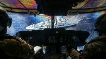 19082026 RFA Tidespring seen from the cockpit of its embarked 814 NAS Merlin Mk2 Helicopter during the UK Carrier Strike Group deployment, Operation Highmast pic MOD