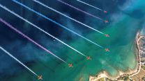 19082026 The Royal Air Force Aerobatic Team, the Red Arrows, conduct a display practice at Chalkoutsi in Greece as part of Exercise SpringHawk 2026 pic MOD