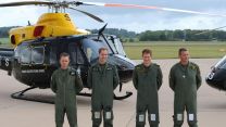 Princes William and Harry with instructors Craig Finch, left, and Daz Mitchell, right, at RAF Shawbury in 2009 (Picture: Doug Peters)