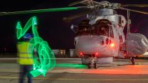 A Merlin Crowsnest from 820 Naval Air Squadron prepares to take off on a night sortie from RAF Akrotiri as it continues to monitor the skies for enemy drones and missiles