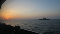 Russian Vice Admiral Kulakov pictured from HMS Trent