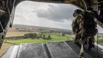 RAF Regiment personnel on board 27 Sqn Chinook, taking part in Exercise Cobra Warrior (Picture: MOD)