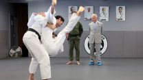His Majesty also watched demonstrations taking place on the mat (Picture: PA)