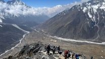 The team were awarded outstanding views as they progressed on towards base camp (Picture: Jacob Sargent)