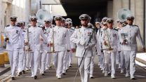 The Ukrainian Naval Forces Band at Wellington Barracks (Picture: MOD)