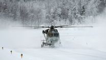 A Wildcat helicopter prepares for take off at the Royal Norwegian Air Force base at Bardufoss