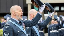RAF Regiment service personnel cheer the Prince of Wales during the 85th anniversary parade at RAF Valley (Source: MOD)