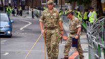 British Army personnel pacesticking as part of preperations for The Queen's funeral 