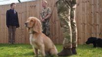 Explosives search dog Bobby doesn't show much interest during a visit by the Princess Royal to Kendrew Barracks (Picture: PA)