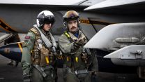 Gen Sir Jenkins conducted pre flight checks with Lt Cmdr Chris Kapuschansky, assigned to Strike Fighter Squadron 213