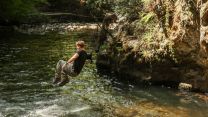 Which sees personnel leap from the rock into the cold waters below, nestled in the wooded valley at Plymbridge in Plymouth