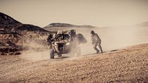Royal Marines defeated the US Marine Corps while testing a new formation during a fiery five-day exercise battle in California's Mojave Desert (Picture: MOD). 40 Commando Royal Marines with MRZR ATV after taking simulated contact 10102021 Credit MOD.jpg