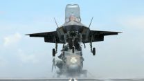 A 617 Squadron F-35B Lightning lands on board HMS Queen Elizabeth during CSG21 (Picture: MOD). A 617 Sqn F-35B Lightning lands onboard HMS Queen Elizabeth during CSG21 140821 CREDIT MOD.jpg