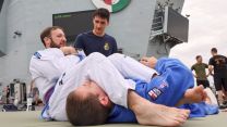 A judo lesson on HMS Queen Elizabeth's flight deck (Picture: MOD).