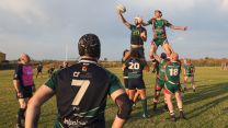 A lineout is taken during a rugby union match between HMS Queen Elizabeth's crew and San Gregorio in Augusta, Sicily (Picture: MOD).