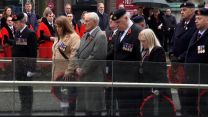 A two-minute silence is held in Belfast on Remembrance Sunday.