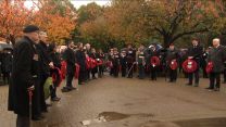 A two-minute silence is observed in Cardiff on Remembrance Sunday.