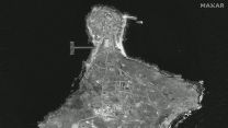 A satellite image showing Snake Island Ukraine on 1 June (Picture: Maxar Technologies).