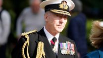Admiral Sir Tony Radakin arrives at Winchester Cathedral in Hampshire for the funeral of Major General Matthew Holmes