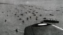 Aerial view of the Allied sea invasion on D-Day 