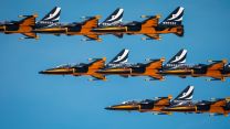 Aircraft from the Republic of Korea Air Force ROKAF Black Eagles Display Team flying at the 2022 Royal International Air Tattoo at RAF Fairford 