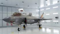 An F-35 Lightning stealth jet from 809 Naval Air Squadron during the commissioning ceremony at RAF Marham in Norfolk (Picture: PA Wire, PA Images).