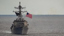 Arleigh Burke-class guided-missile destroyer, USS Delbert D Black sails in the Mediterranean Sea (Picture: US Dept of Defense).