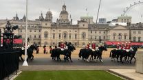 Armed Forces personnel arrive on Horse Guards Parade for the State Opening of Parliament 