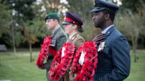 Armed Forces personnel laying wreaths in memory of the 457 British personnel who died during UK military operations in Afghanistan on the 20th anniversary of the start of US-led coalition airstrikes